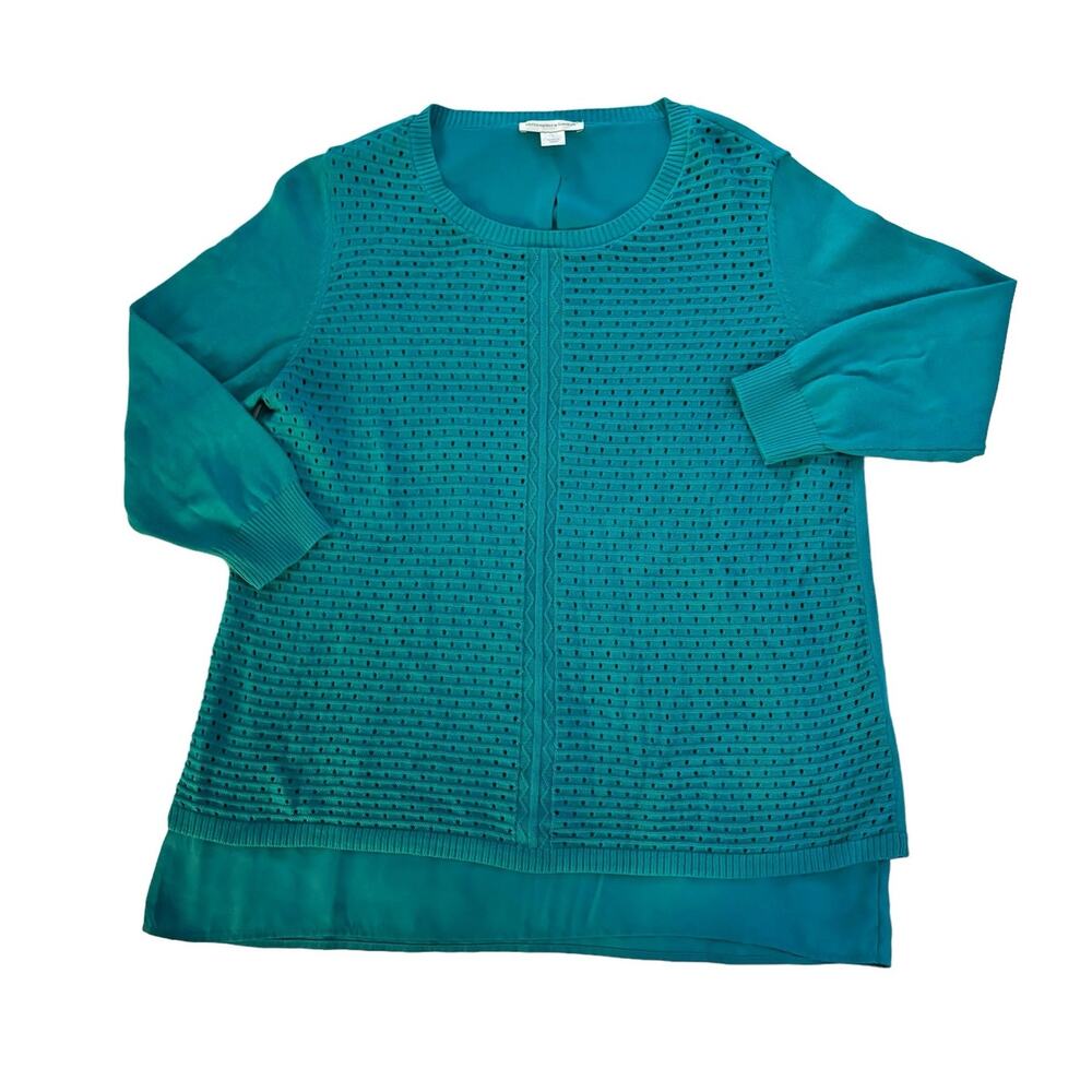 Christopher & Banks Teal Scoop Neck Layered Sweater Womens Size L